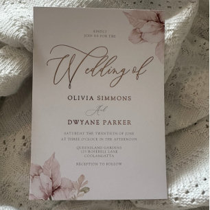 Blush Blume Petals Elegante Hochzeit Rose Gold Folieneinladung