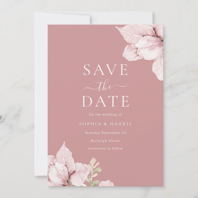 Blush Blume Petals Wedding Save The Date (Vorderseite)