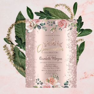 Blush Blumen Diamanten Roségold Einladung