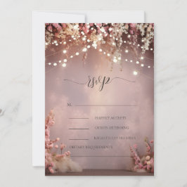 Blush-Blumen-Lichterkette Hochzeit-RSVP   Einladung