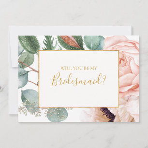 Blush Blumengarten Bridesmaid-Vorschlagskarte Einladung