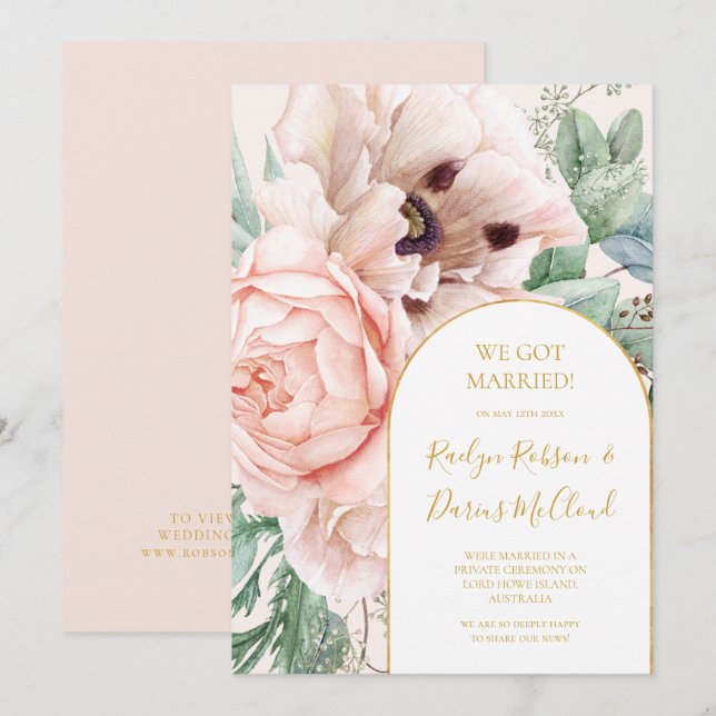 Blush Blumengarten Pastel Elopement Ankündigung (Vorne/Hinten)