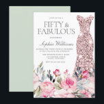 Blush Blumenkleid Fifty & Fabulous 50. Geburtstag Einladung<br><div class="desc">Blush Floral Dress 50 & Fabulous 50. Geburtstag Einladung Siehe Matching Sammlung in Nest und Nest Store Vielen Dank</div>