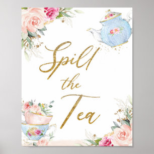 Blush Blumenkohl Tee Party Spill the Tea Brautpart Poster