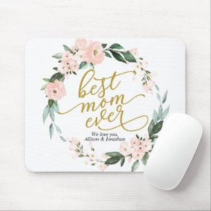 Blush Blumenreath Beste Mama je Muttertag Mousepad