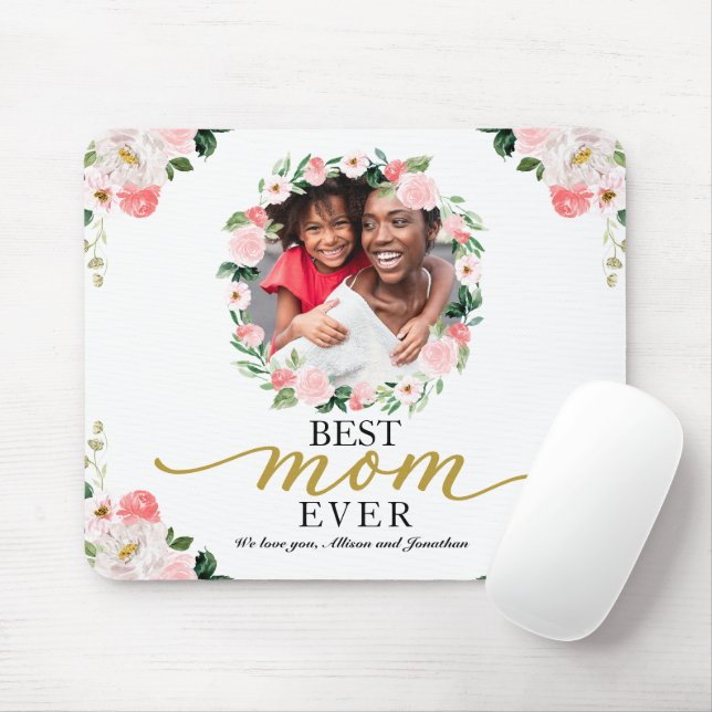 Blush Blumenreath Beste Mama je Muttertag Mousepad (Mit Mouse)