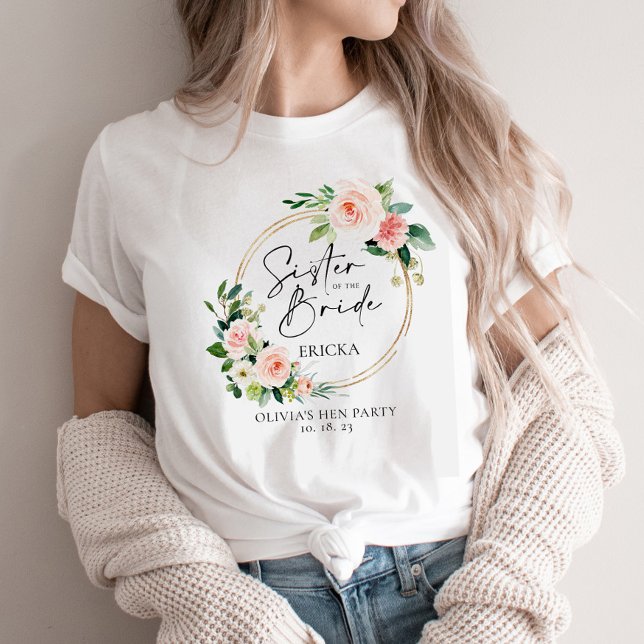 Blush-Blumenschrei-Schwester der Braut T-Shirt (Von Creator hochgeladen)