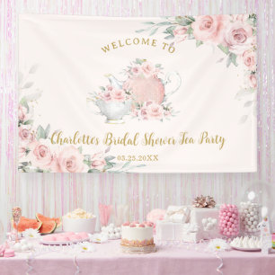 Blush Blumenstrauß Tee Party Bridal Babydusche Banner