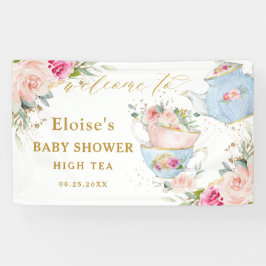 Blush Blumentee Party Bridal Babydusche Hintergrun Banner