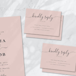 Blush Bohemian Schrift einfach moderne Hochzeit RSVP Karte