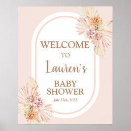 Blush Boho Desert Baby Shower Girl Begrüßungszeich Poster