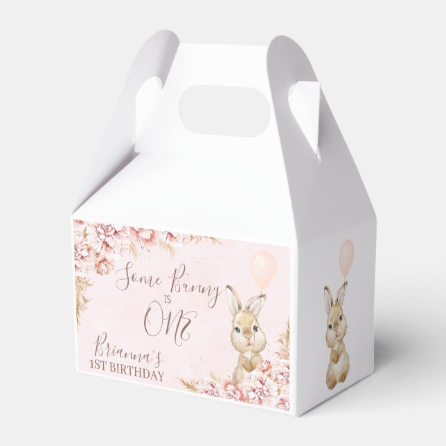 Blush Boho Floral Bunny Rabbit Birthday Favor Box Geschenkschachtel (Vorderseite)