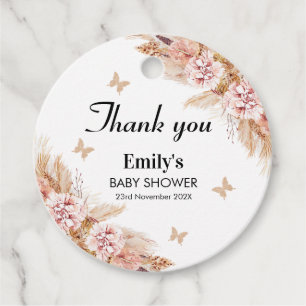 Blush Boho Floral Butterfly Kisses Baby Dusche Geschenkanhänger