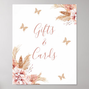 Blush Boho Floral Butterfly Kisses Baby-Zeichen Poster