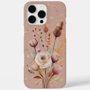 Blush Boho Floral Gold Sparkle iPhone 16 Pro Max Hülle