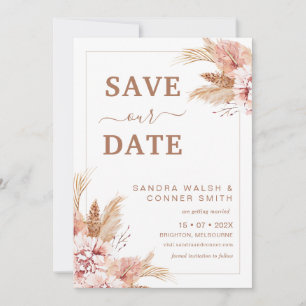 Blush Boho Floral Save the Date Karte