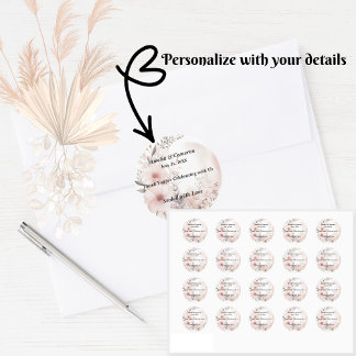 Blush Boho Floral Wedding Runder Aufkleber