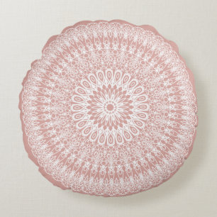 Blush Boho Mandala Rundes Kissen