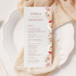Blush Boho Pampas Floral Doppelseitiges Hochzeitsm Menükarte