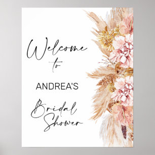 Blush Boho Pampas Gras Hochzeitsparty Willkommen Poster