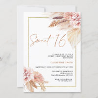 Blush Boho Pampas Grass Sweet 16 Geburtstag