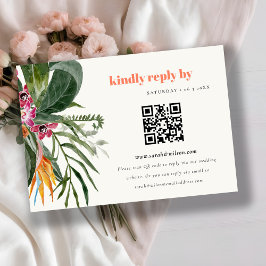 Blush Boho Tropical Floral Wedding QR Code UAWG Begleitkarte