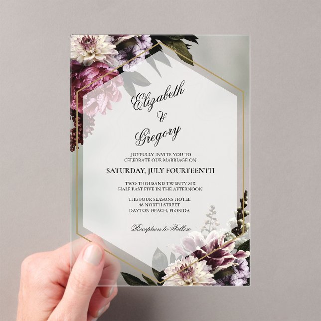 Blush botanical Acrylic Wedding Invitation Acryleinladungen (Insitu (Handheld))