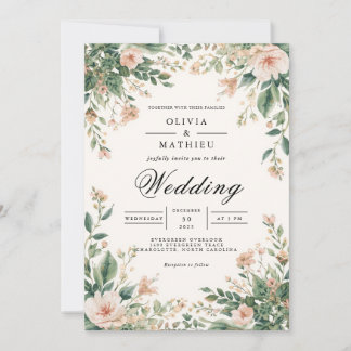 Blush Botanical Arch Wedding Einladung