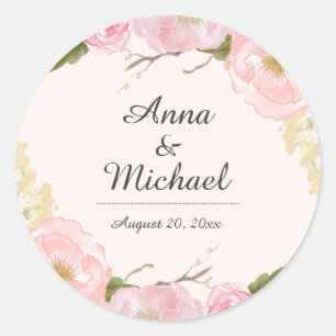 Blush Botanical Floral Wedding Stickers