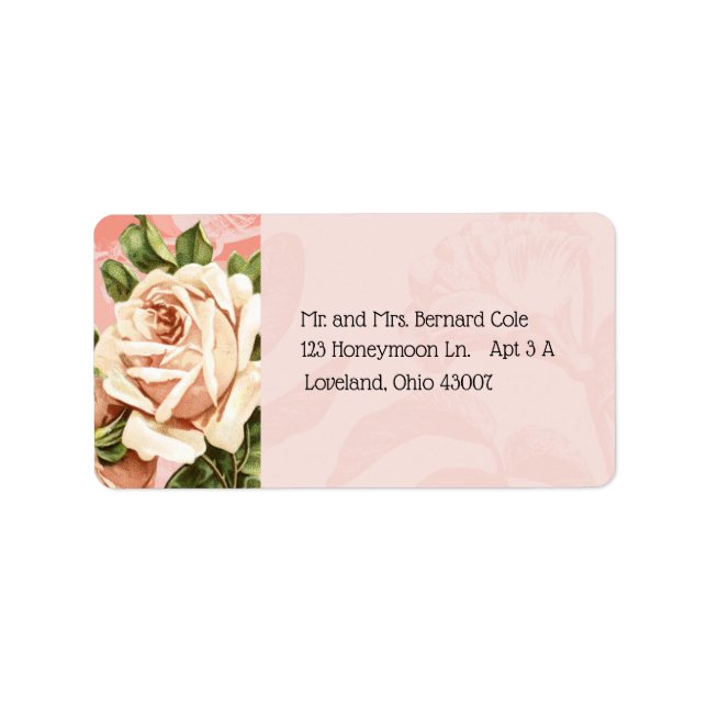 Blush Botanical Vintag Rose Address Adressaufkleber (Vorne)