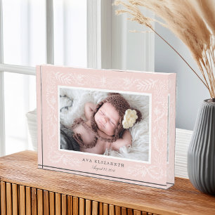 Blush Botanischer Rahmen Baby Fotoblock