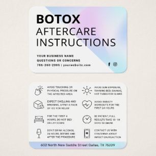 Blush Botox Injektionskarte nach der Behandlung