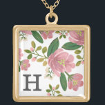 Blush Bouquet Vergoldete Kette<br><div class="desc">Handgemalte rosa Blumenmuster von Shelby Allison.</div>