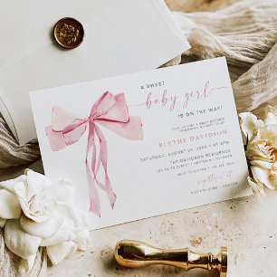 Blush Bow Baby Shower Einladung Girl Pink Ribbon