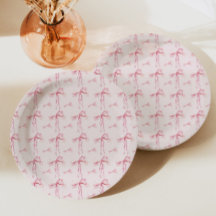 Blush Bow Babydusche Papierplatte Moderne Girl Pin