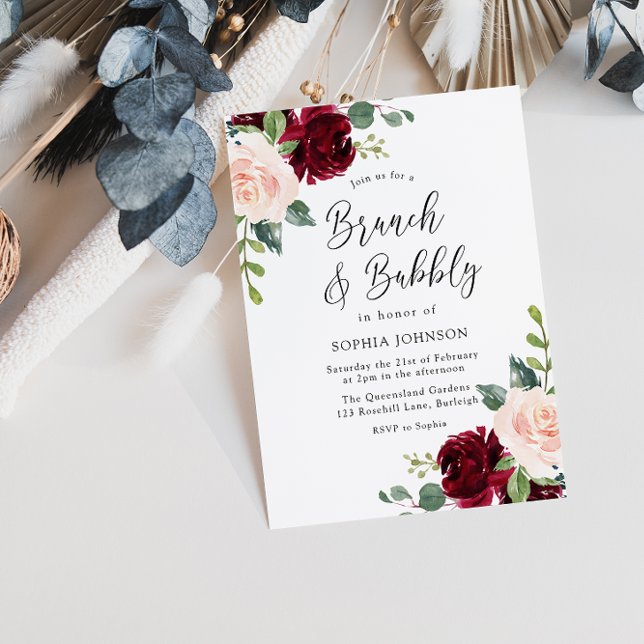 Blush Brautparty Brunch & Bubbly Einladung (Von Creator hochgeladen)