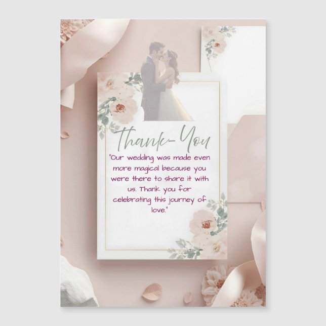 Blush & Breeze Moderne Hochzeit Danke Karte (Vorderseite)