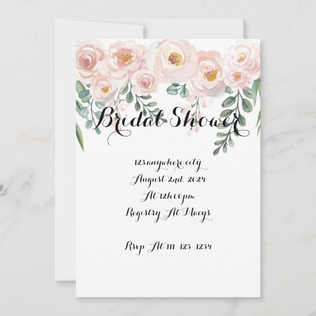 BLUSH BRIDAL SHOWING INVITATION, BRAUTPARTY EINLADUNG (Vorderseite)