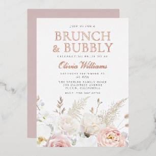 Blush Brunch & Bubbly Brautparty Rose Gold Folieneinladung