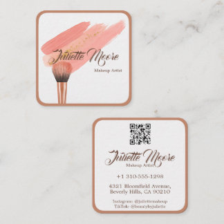 Blush Brush Makeup Artist Business Card Quadratische Visitenkarte