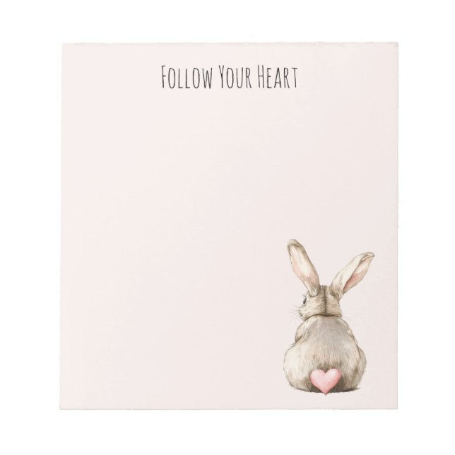 Blush Bunny Rabbit Heart Notizblock (Vorderseite)