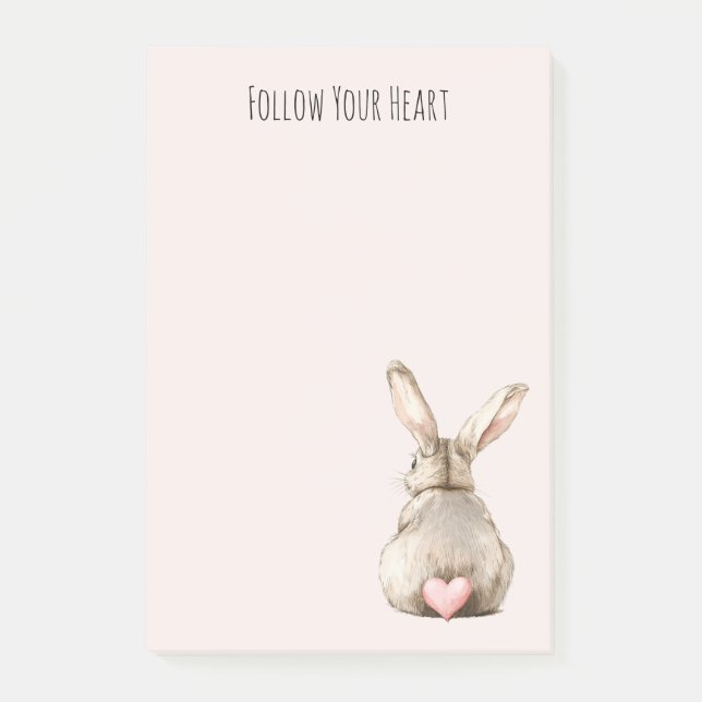 Blush Bunny Rabbit Heart Post-it Klebezettel (Vorderseite)