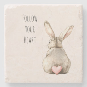 Blush Bunny Rabbit Herz Steinuntersetzer
