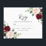 Blush & Burgund auf einer Budgethochzeit RSVP<br><div class="desc">Blush & Burgundy auf einer RSVP-Einladung für eine Hochzeitsfeier</div>