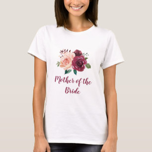 Blush Burgund Bloral Mutter der Braut T-Shirt