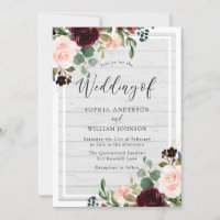 Blush & Burgund Rustikale Hochzeit aus weißem Holz