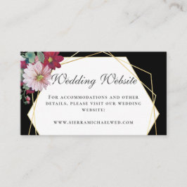 Blush Burgundy Bloral Gold Black Wedding Website Begleitkarte