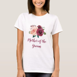 Blush Burgundy Bloral Mutter der Groom Hochzeit T-Shirt