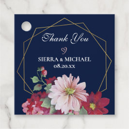 Blush Burgundy Bloral Navy Gold Geometric Wedding Geschenkanhänger