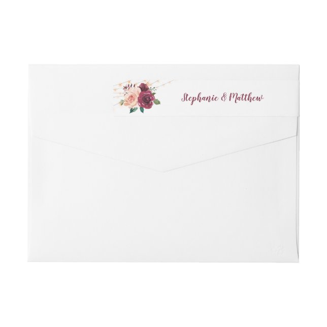 Blush Burgundy Bloral String Lights Hochzeit (Rückseite)